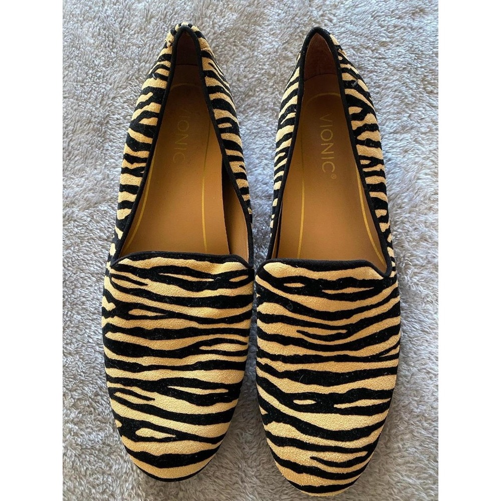 Vionic Willa Tiger Loafer Shoes Orthotics 8 New Comfort Slip-on Flats s2